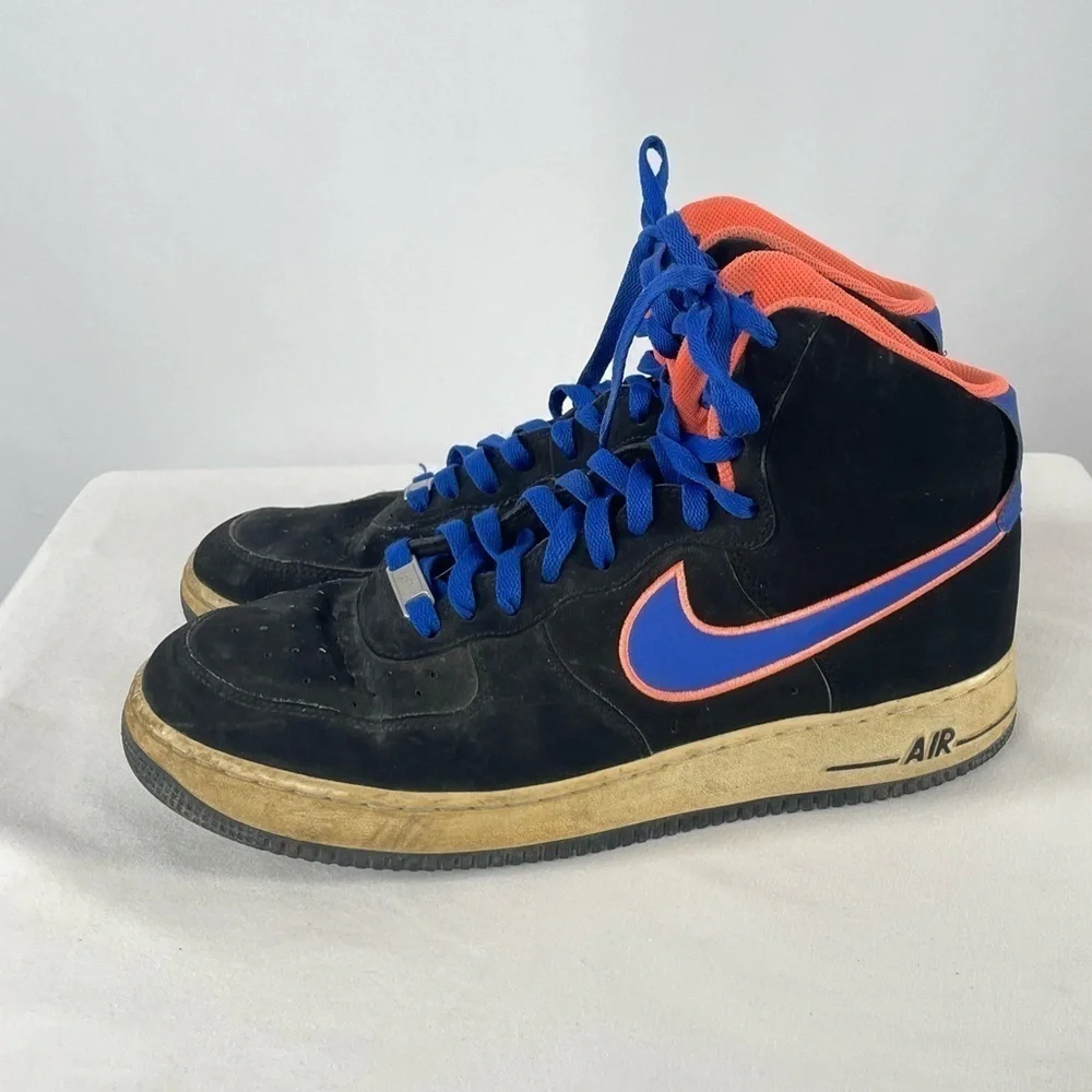 Nike Air Force 1 High Sneaker in Black/Game Royal-Bright Mango Size 11‎
